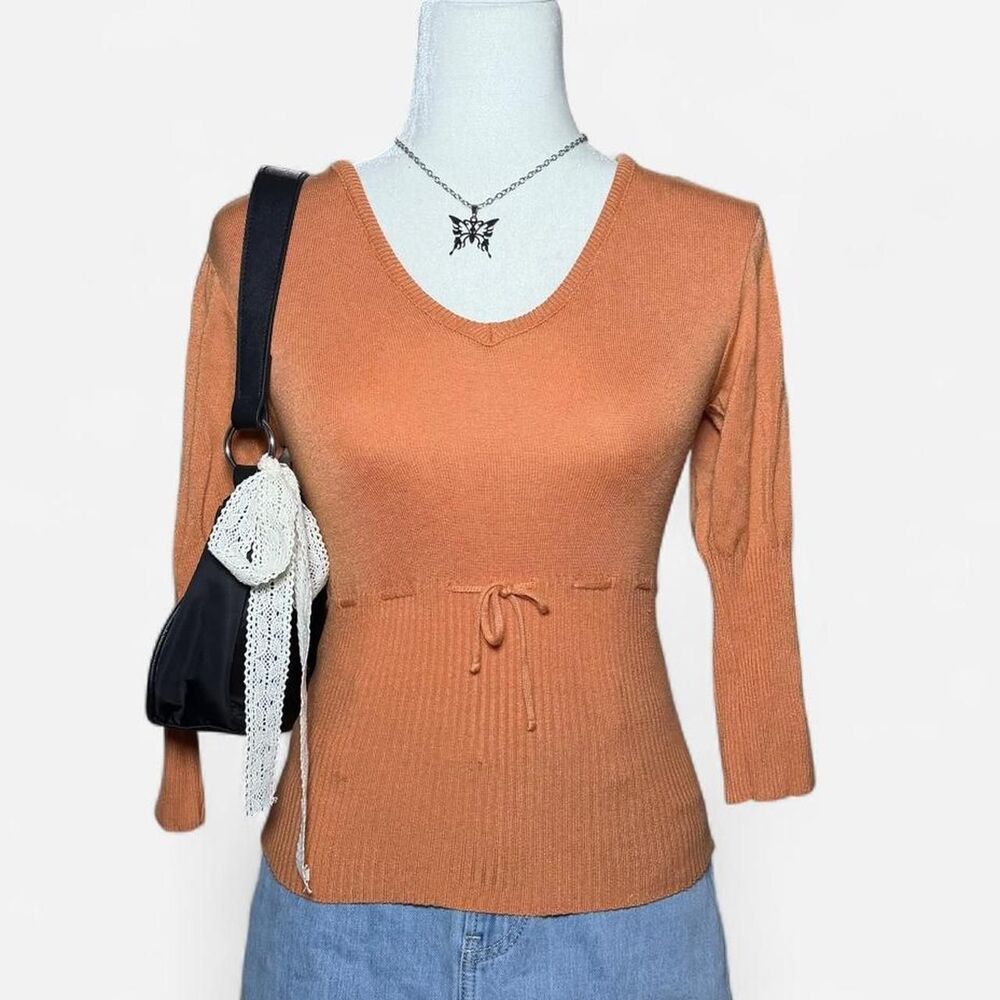 Vintage G.A.S. Y2K Fall Cottagecore Orange Cinched Knit Top